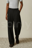 Black Double Pleated Men’s Trouser Front 