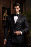Men Black Suit Wedding Black Suit 2 Piece Wear Elegant Suit Sainly