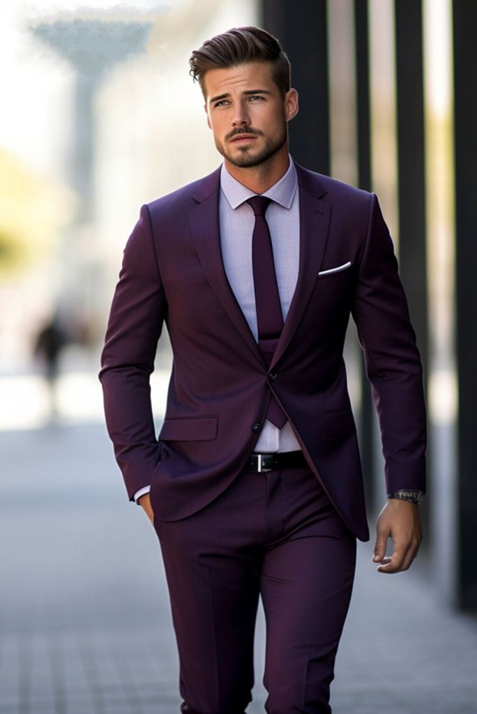 Men Purple Suit Prom Wedding Suit Purple Tailoring Suit Bespoke Sainly