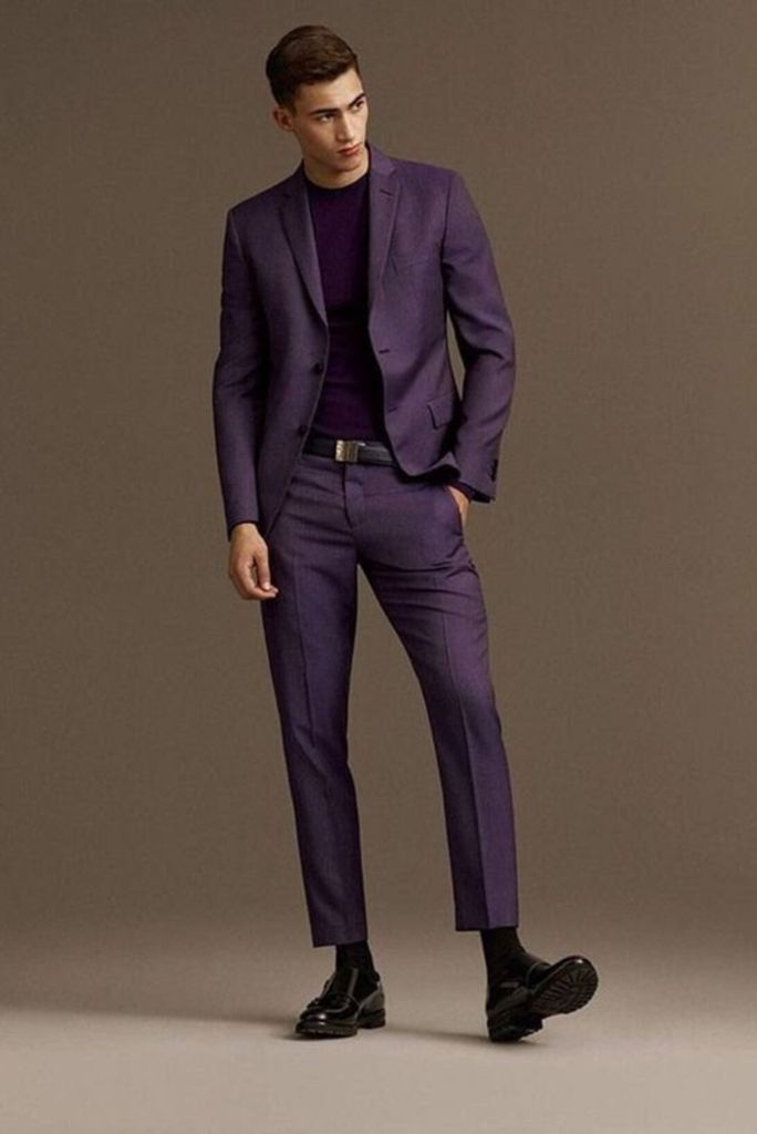 Men Wedding Suit Purple Dinner Suit Purple Elegant Purple Wear Sainly 50 / 50 Men Wedding Suit Purple Dinner Suit Purple Elegant Purple Wear Sainly 50 / 50