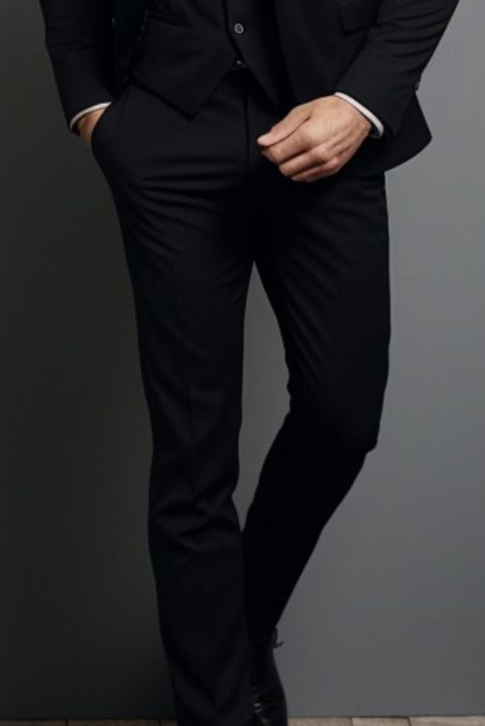 green emerald velvet dress Tapered-Fit Stretch Dress Pants for Tall Men in Black 38 / 40 / Black main image 1