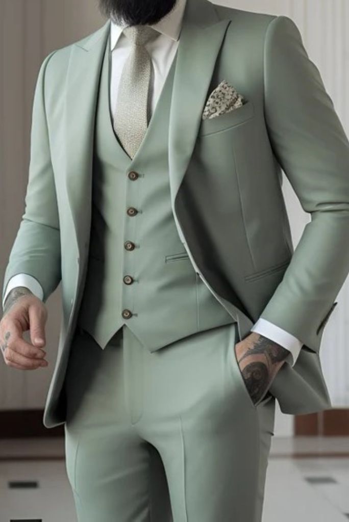 Men Green Suit 3 Piece Green Suit Wedding Suit Green Dinner Suit Sainly