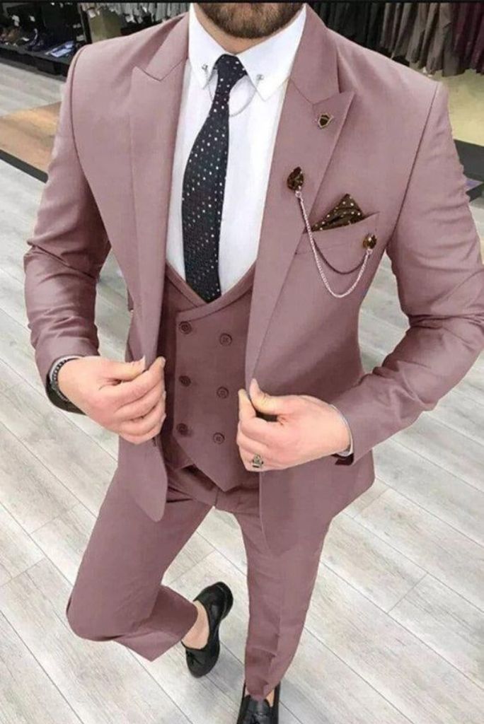 Men Dusty Rose Suit 3 Piece Suit Wedding Suits Dinner Suit Sainly