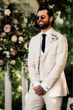 Mens Beige 3 Piece Suit Wedding Wear Formal Elegant Bespoke Suits Groomsmen Tailoring Suit Gift For Him