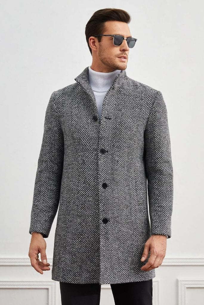 Men Grey long Overcoat Vintage Long Coat Winter Tweed Long Coat