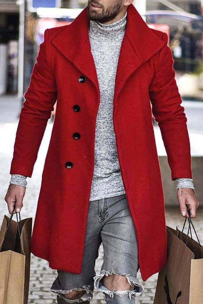 red dress coat mens Mgmyaa Men's Single Button Casual Suit Coat with Fashion Lapel and Front Pockets, Office Blazer for Work Business Events, Soft Comfortable Polyester