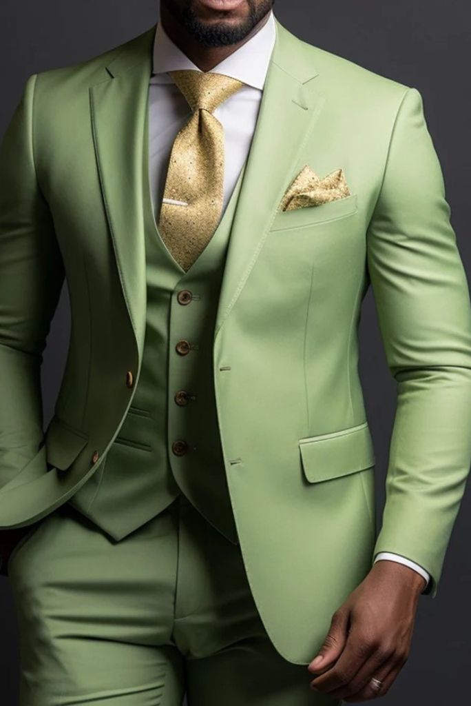 Man light Green Suit 3 Piece Suit Wedding Suit Elegant Green Suit Sainly