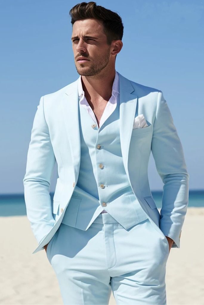 Men Suit Baby Blue Dinner Suit Wedding Suit Elegant Wear bespoke Sainly