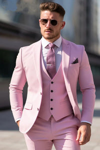 Men Wedding Wear Stylish Pink Suits Dinner Suit Slim Fit Suit Sainly