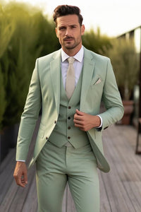 Men 3 Piece Suit Green Wedding Suit Elegant Green Suit Pista Sainly
