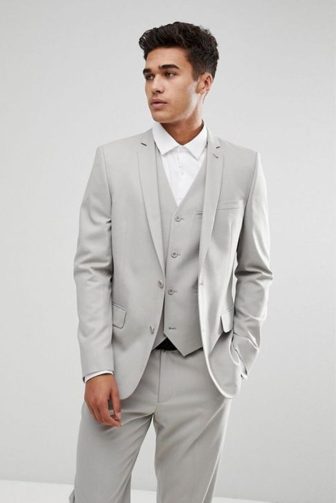 Men Grey Suit Wedding Grey Suit Groom Elegant Piece Suit Sainly