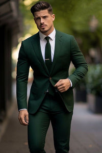Men Two Piece Suit Hunter Green Wedding Suit Elegant Wear Sainly 