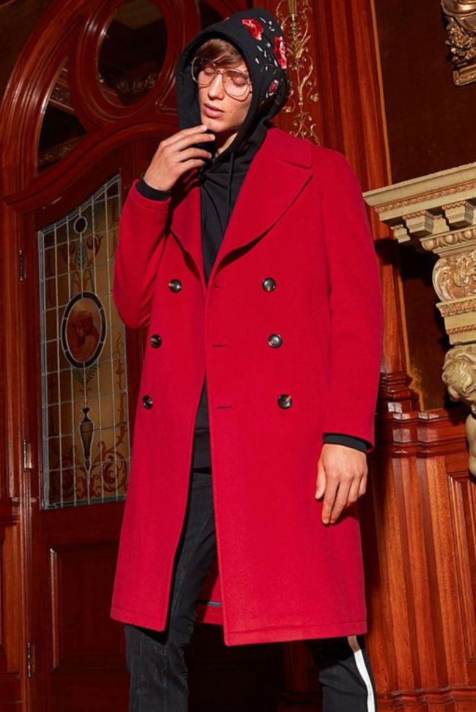 ジャケット・アウター mame Red Long Coat Red Tweed Coat Vintage Jacket Red Trench long Coat Red Sainly