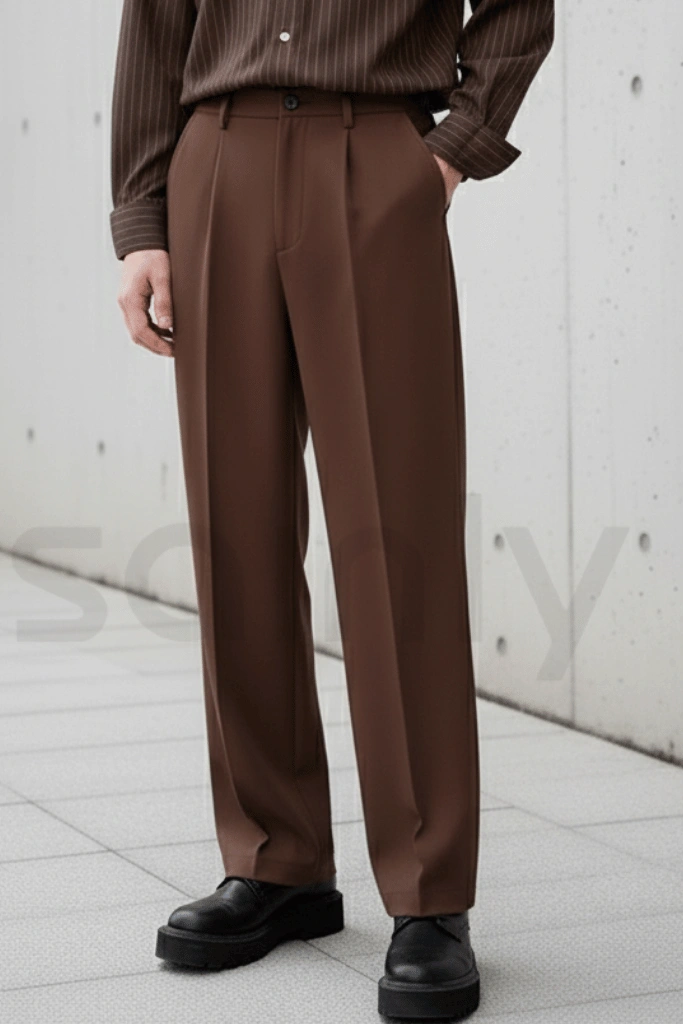 white casual dress for women Syrup Brown Men's Pants – Korean Straight Fit, Mid-Rise Casual Style