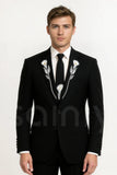 Men’s black floral embroidered blazer(Front)