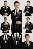Black embroidered formal jacket for men