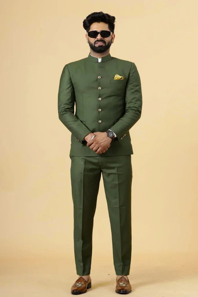 Men's Green Traditional Wear, Perfect Jodhpuri Suit for Wedding 50 / 36