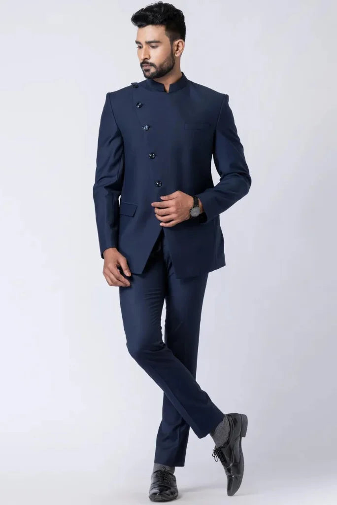jodhpuri dress for men Men Navy Blue Designer Jodhpuri Suit, Perfect for Wedding and Festival 34 / 30