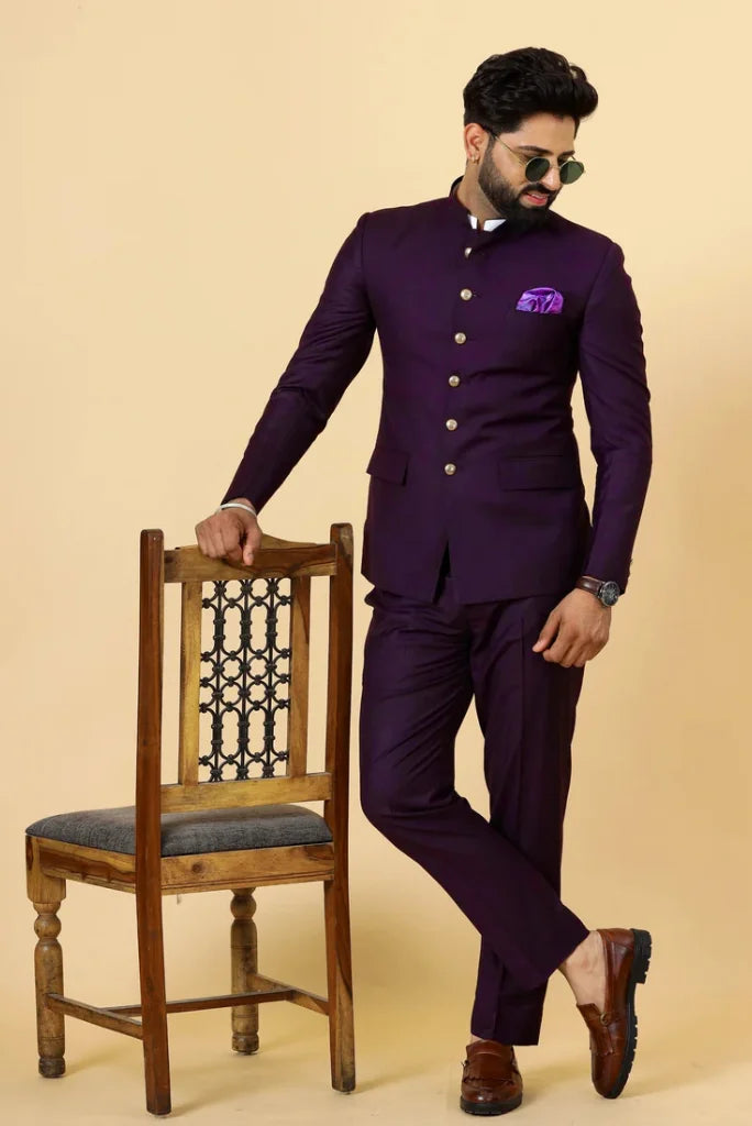 Mens Purple Wedding Jodhpuri Suit, Exclusive Suit for Special Occasion 54 / 52 Mens Purple Wedding Jodhpuri Suit, Exclusive Suit for Special Occasion 54 / 52