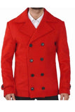 Man Red Double Breasted Coat Tweed Windbreak Trench Coat Sainly