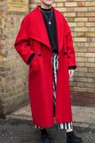 Men Tweed Over Coat Double Breasted Red Woolen Jacket long Coat Sainly