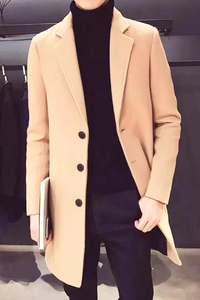 Men Khaki Coat Vintage Trench Coat Winter Overcoat Outwear Sainly 46