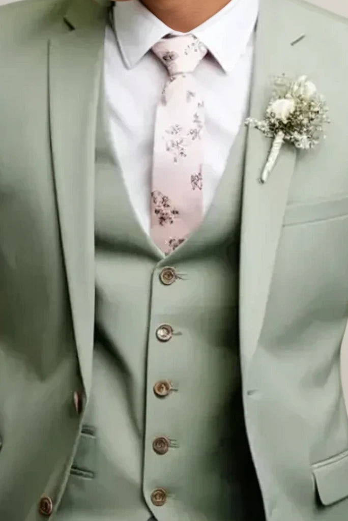 Men’s Sage Green Three Piece Suit for Engagement Wear & Wedding Wear 42 / 36