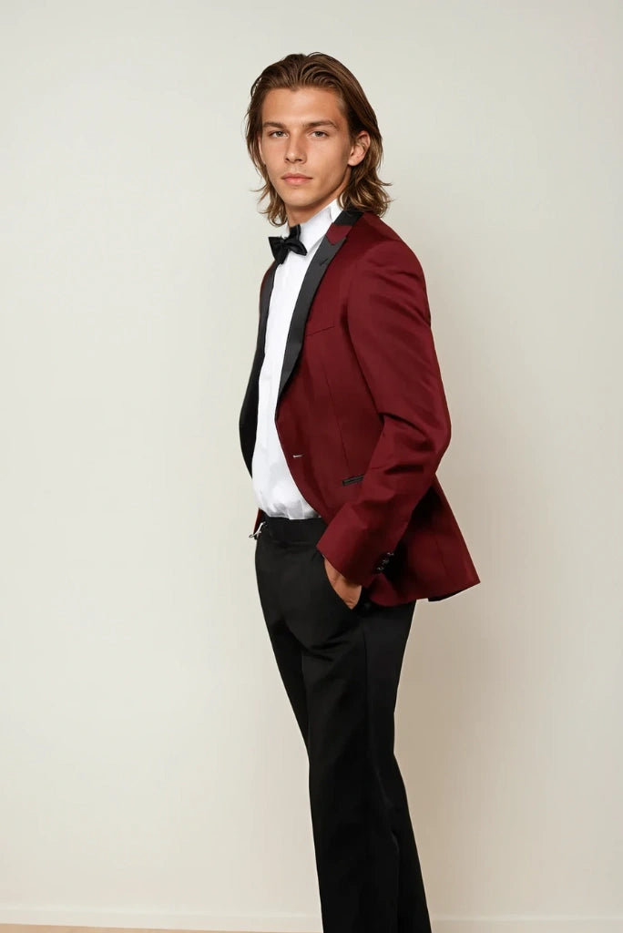 Men Maroon Two Piece Suit For Engagement Ceremony Parties Events Wear 46 / Custom