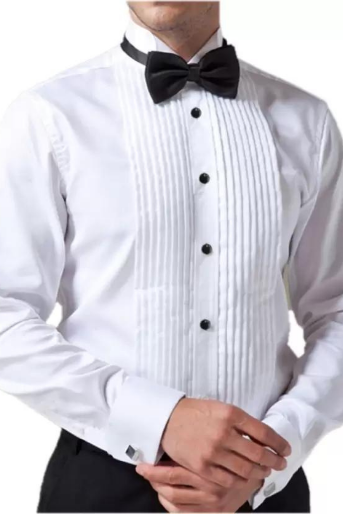 Men's White Tuxedo Dress Shirt, Pintex Shirt Trending For Men's XXS - 34