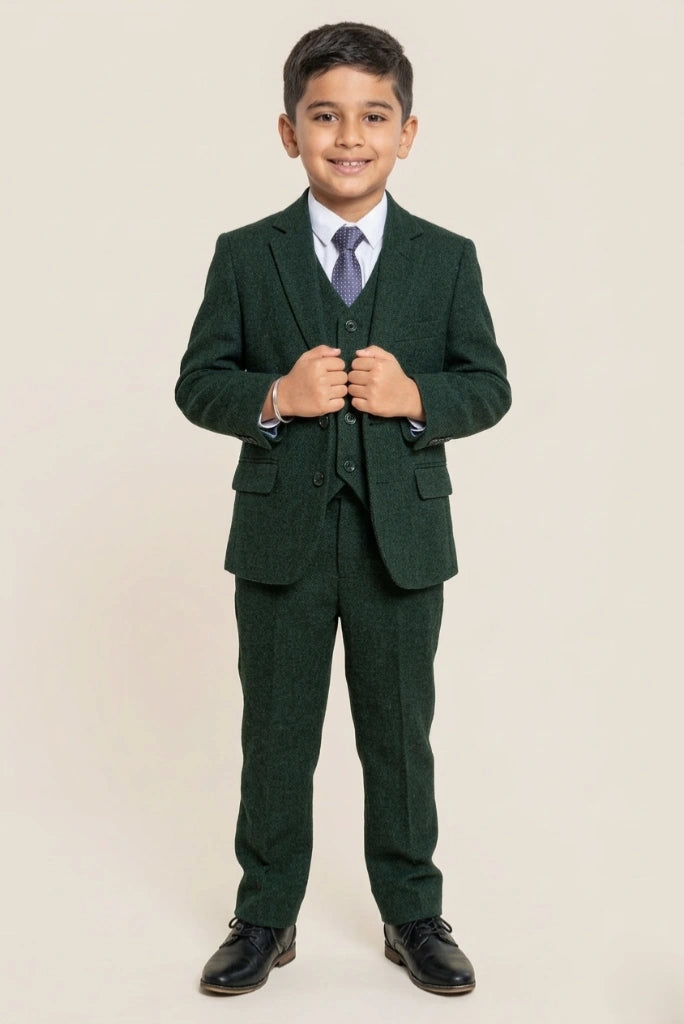 Boys Green Tweed Winter Suit Kids Winter Wedding 3 Piece Suit Sainly 6- Years Boys Green Tweed Winter Suit Kids Winter Wedding 3 Piece Suit Sainly 6- Years