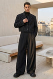 Men black two-piece wedding suit(Front)