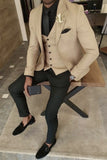 Sainly men Cream Three Piece Suits