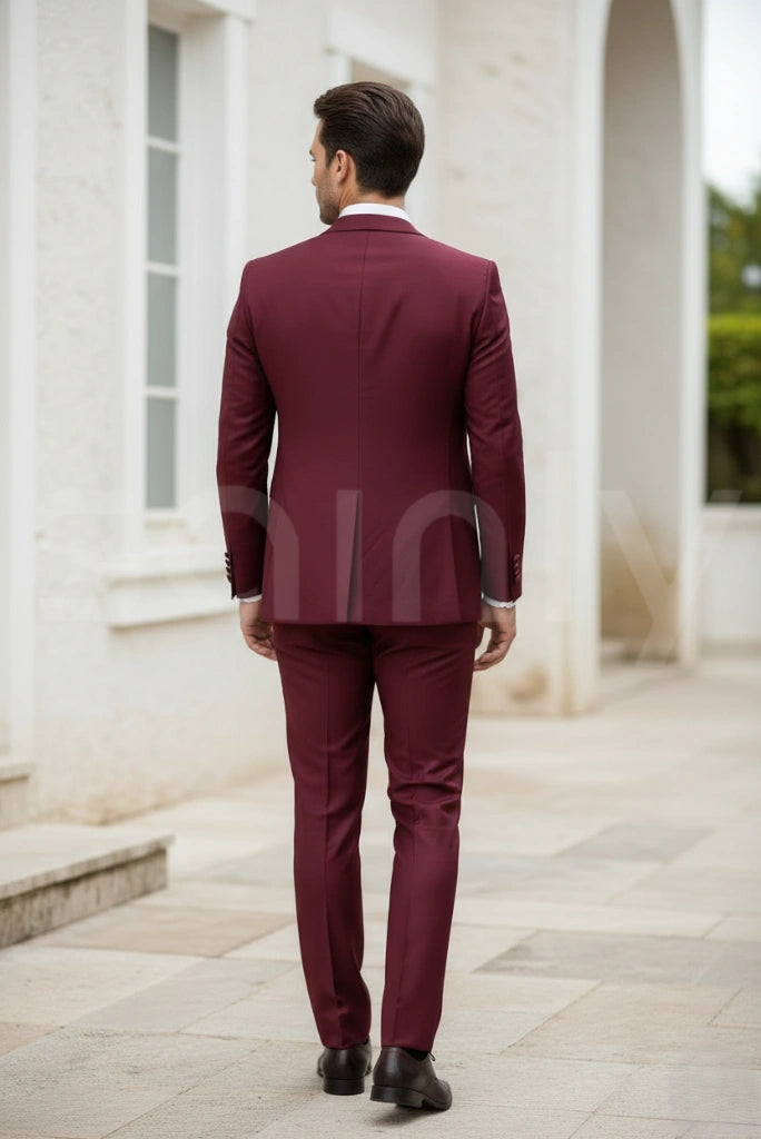 Men Red Suit Wedding Suits Red Dinner Formal Suit 3 Piece Suit Sainly