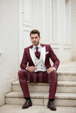 Maroon formal three-piece suit