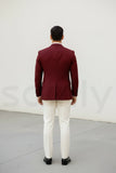 Maroon elegant 3-piece groom suit