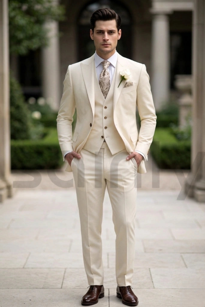 cream dress suit Indochino Women's Custom Sailsbury Linen Cream Suit