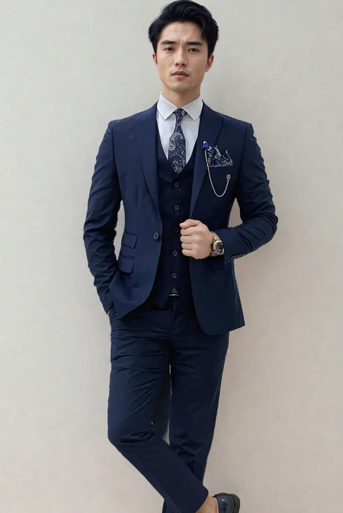 navy blue suit with royal blue dress Dark Royal Blue Single Breasted Suit For Men Special For Every Occasion 56 / 50