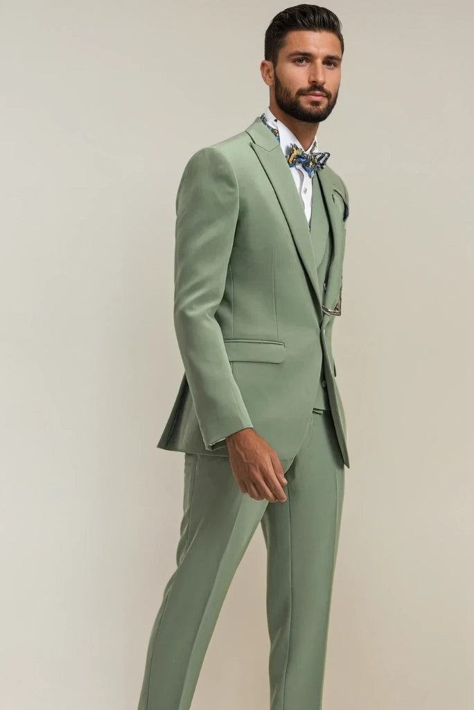 Men Sage Green Suit For Dinner Party & Beach Proposal Date With Partner 34 / 26