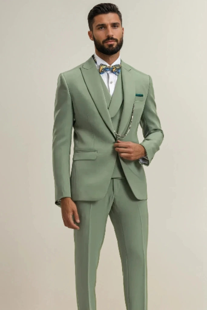Men Sage Green Suit For Dinner Party & Beach Proposal Date With Partner 34 / 26 Men Sage Green Suit For Dinner Party & Beach Proposal Date With Partner 34 / 26