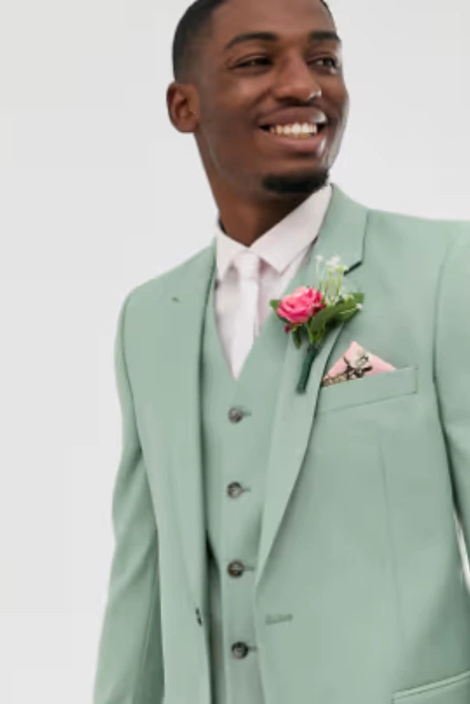Men's Stylish Sage Green Wedding Suit Groom Reception Party Wear Suit 50 / 38