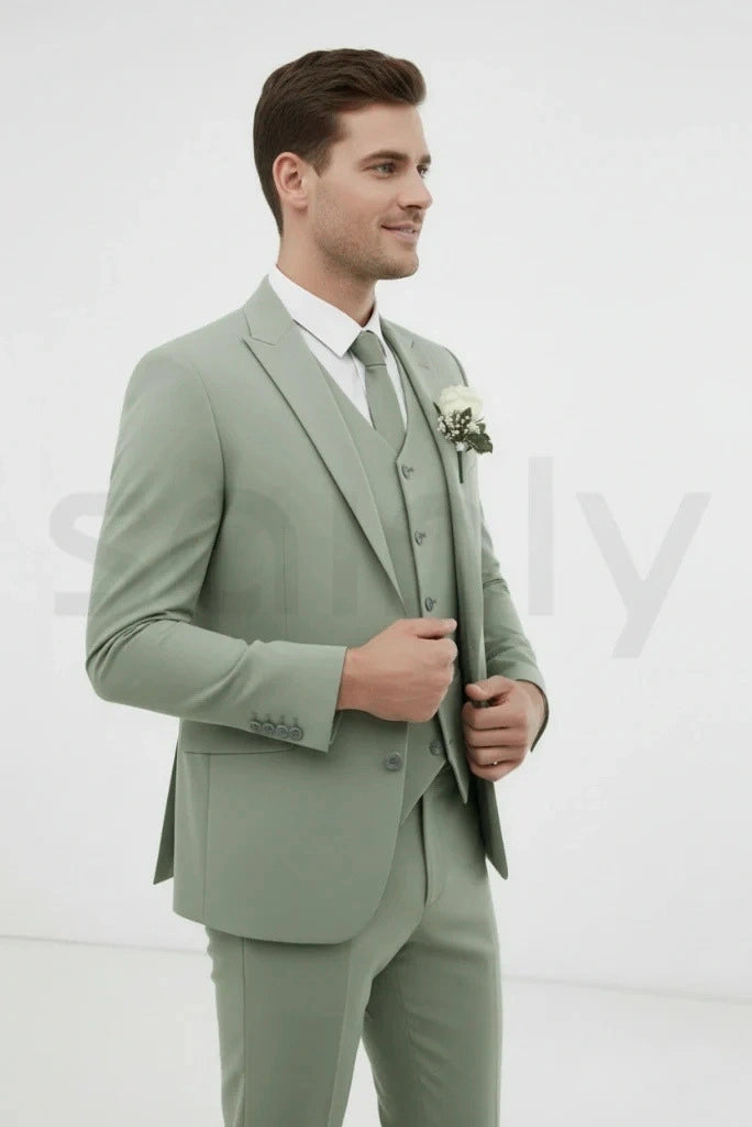 Men Sage Green 3 Piece Suit | Engagement Suit | Dinner Suit