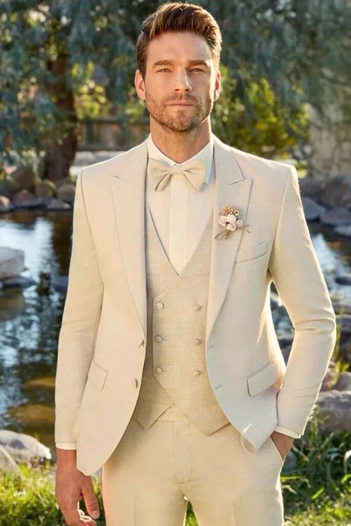 Premium Linen Mens Beach Wedding Suit At Sainly