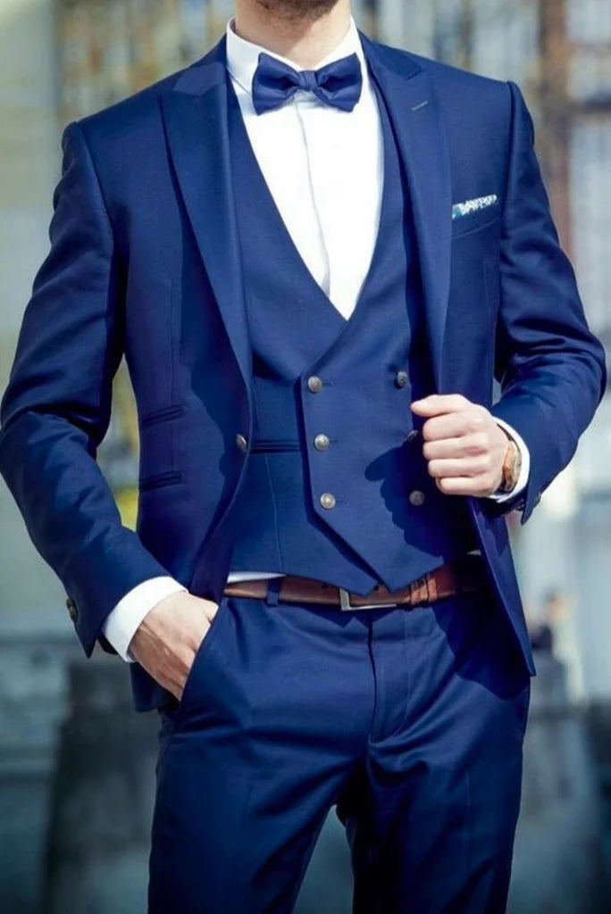 Stylish Mens Royal Blue 3 Piece Suit At Sainly SAINLY