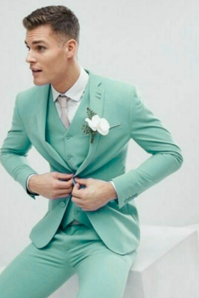 Men Wedding Suit Sky Blue Suit Dinner Suit Beach Wedding Suit Sainly 34 / 26