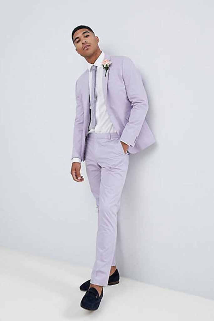 Men Suits Light Purple 2 Piece Slim Fit Elegant Designer Suits Formal Fashion Suits Groom Wedding Suit Party Wear Dinner Bespoke For Men