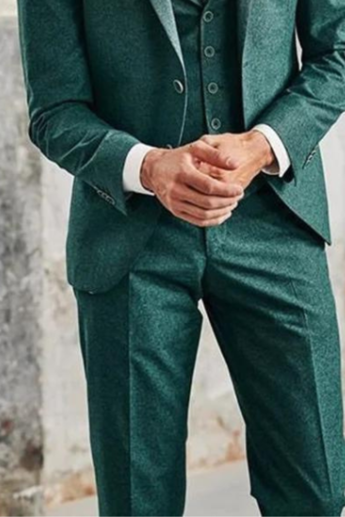 Men Elegant Green Tweed Pant Party Wear, Office Formal Wear Trouser Gift for Men Green Trousers Groomsmen Gift