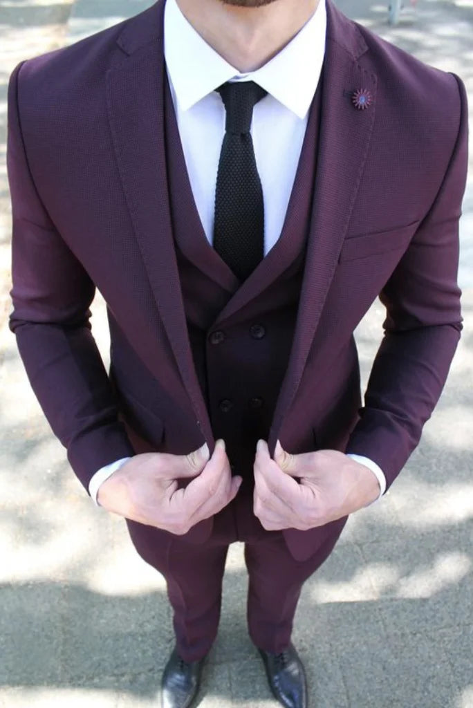 Man Wedding Suit Purple 3 Piece Suit Dinner Suit Bespoke Suit Sainly 38 / 32