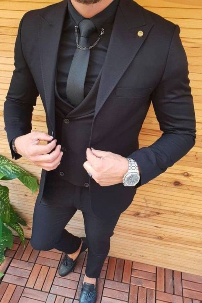 Men Black Piece Suit Wedding Black Suit Wedding Slim Fit Suit
