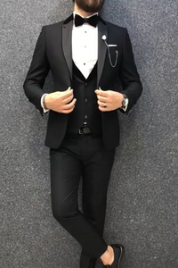Men Black Suit Tuxedo Black Suit 3 Piece Black Suit Elegant Sainly