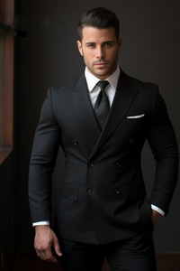 Double Breasted Black Suit Wedding Beach Suits Dinner Suit Sainly